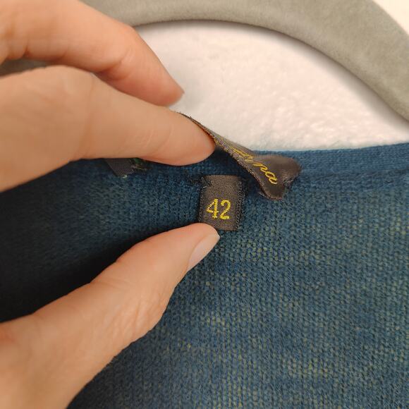 Loro Piana Cashmere Cardigan Womens 42 US 6 Green Blue Reversible FLAW HOLE - Picture 8 of 13